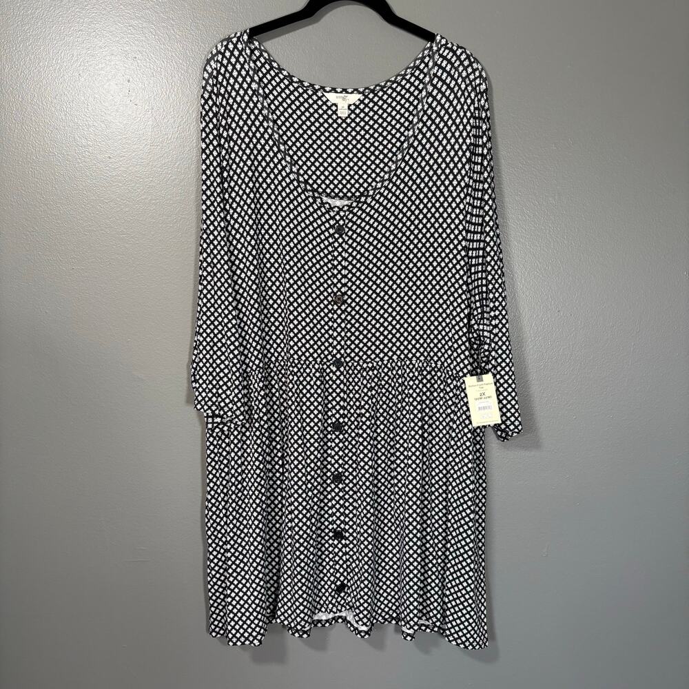 Terra & Sky NWT Floral 90's Grunge Tunic Length Top - 2X - Women's Plus Size